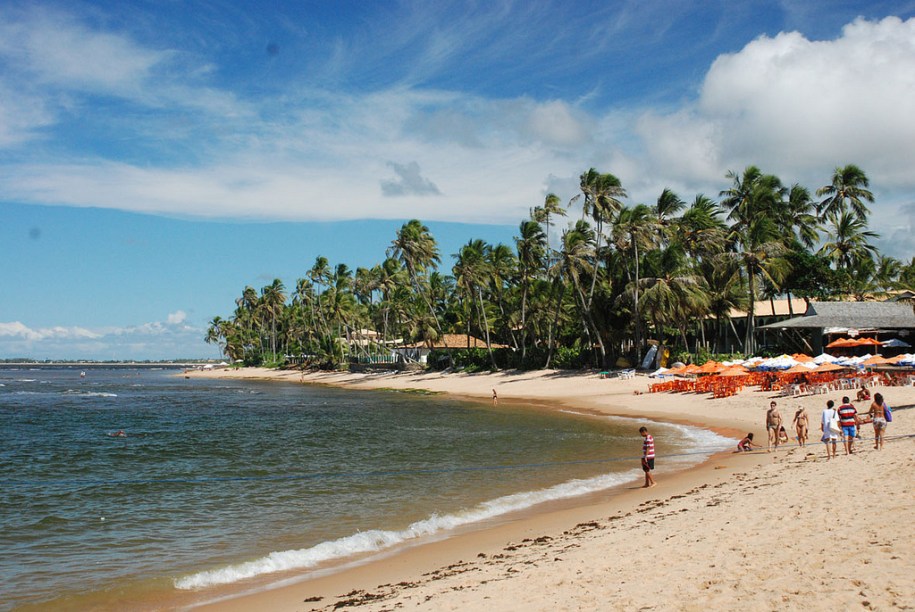 <strong>Praia do Forte (BA)</strong>                    São 14 quilômetros de praia preservada, com larga faixa de areia clara, boa para caminhadas, e cenário repleto de coqueiros. Na parte central da <a href="https://viajeaqui.abril.com.br/cidades/br-ba-praia-do-forte" rel="Praia do Forte" target="_blank">Praia do Forte</a>, próxima ao farol e à vila, há barquinhos parados e mais movimento. Caminhando 15 minutos para a esquerda você chega ao trecho conhecido como Papa-Gente, com recifes que formam piscinas repletas de peixinhos – bom entretenimento para os pequenos. Curiosidade: as estacas numeradas ao longo da orla indicam ninhos de tartarugas-marinhas