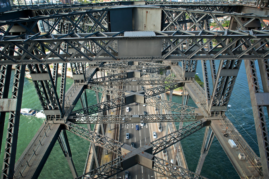 Detalhes da complexa estrutura da Sydney Harbour Bridge