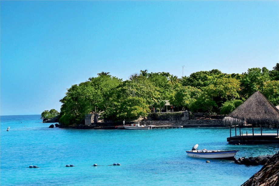 Paisagem trivial nas paradisíacas Islas del rosario, no caribe colombiano