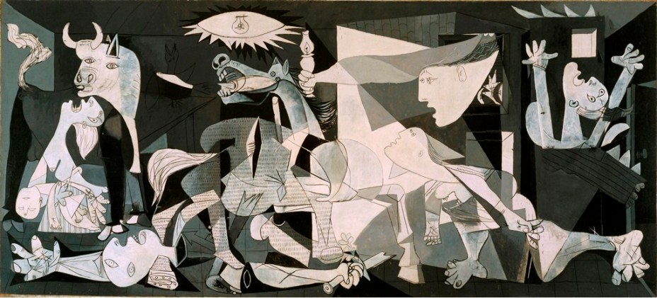 <em>Guernica </em>(detalhe, 1937), de Pablo Picasso, retrata os horrores dos bombardeios nacionalistas sobre a pacata cidade basca de Guernica. O painel gigante de 349 por 777 cm está no Museu Reina Sofia de Madri