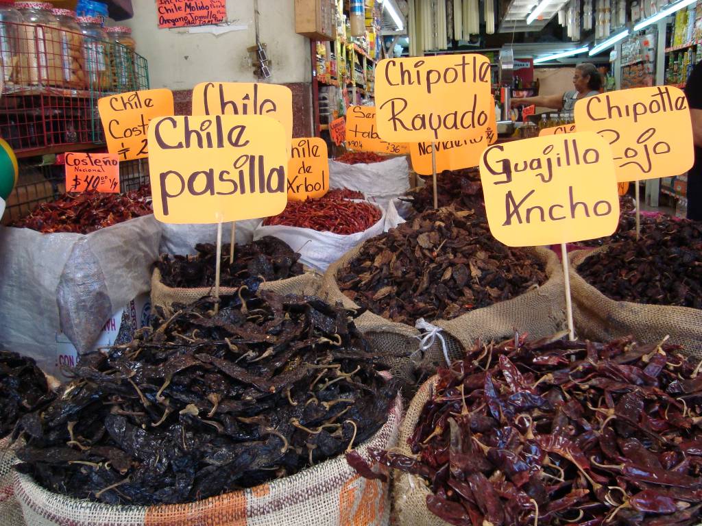 Mercado de Cholula pimentas chile México