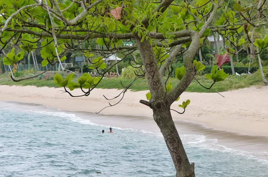 Banhistas se divertem na praia da Feiticeira, em Ilhabela