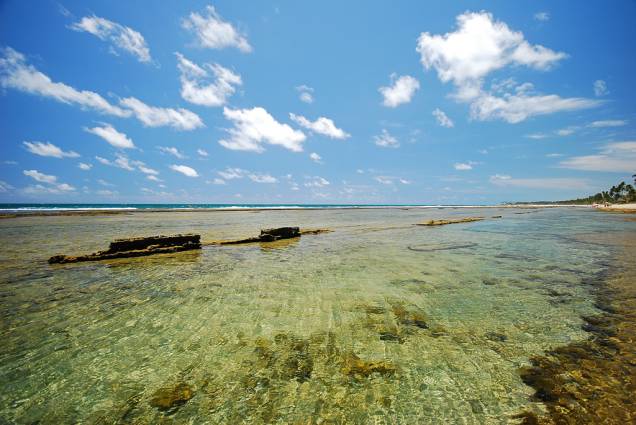 A praia Muro Alto tem um grande "lago natural", de águas calmas e transparentes, limitado por um paredão de recifes A praia Muro Alto tem um grande "lago natural", de águas calmas e transparentes, limitado por um paredão de recifes