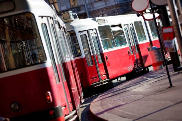 Viena possui um excelente sistema de transportes públicos com bondes e trens circulando pelas principais atrações turísticas e fornecendo práticos acessos para cadeirantes, mães com carrinhos de bebê e mesmo cães-guia Viena possui um excelente sistema de transportes públicos com bondes e trens circulando pelas principais atrações turísticas e fornecendo práticos acessos para cadeirantes, mães com carrinhos de bebê e mesmo cães-guia