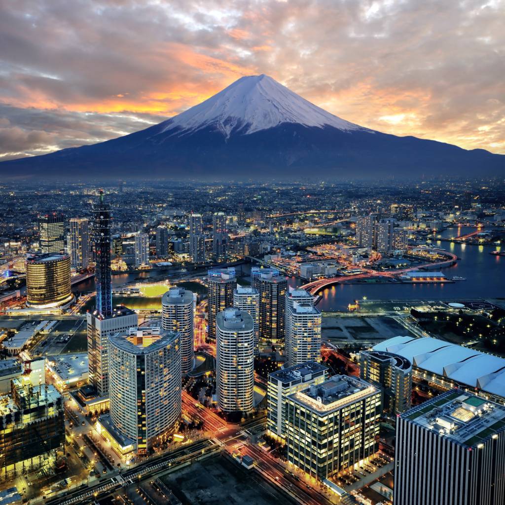 Cidade de Tóquio e Monte Fuji, no Japão Cidade de Tóquio e Monte Fuji, no Japão