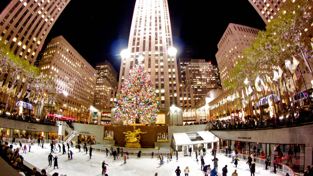 Decoração de Natal no Rockefeller Center, em Nova York