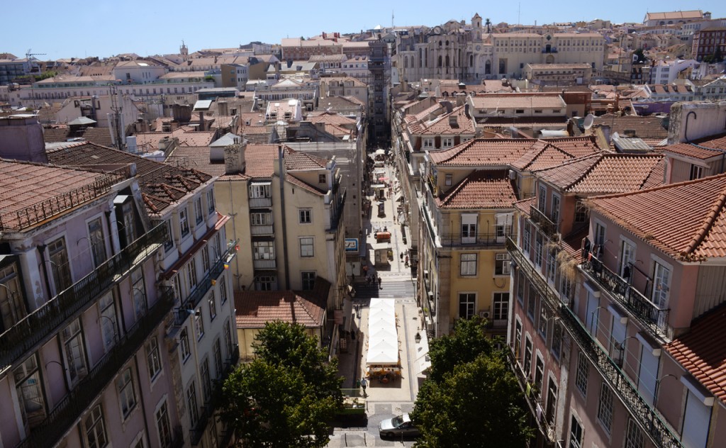 Vista do elevador de Santa Justa, Lisboa, Portugal