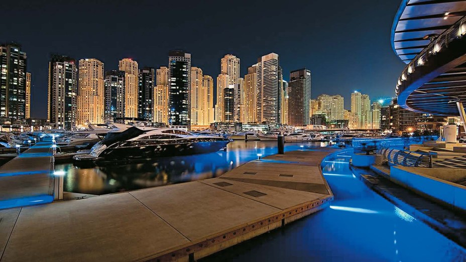 The Walk, calçadão em torno da marina, em <a href="https://viajeaqui.abril.com.br/cidades/emirados-arabes-unidos-dubai" rel="Dubai" target="_blank">Dubai</a>
