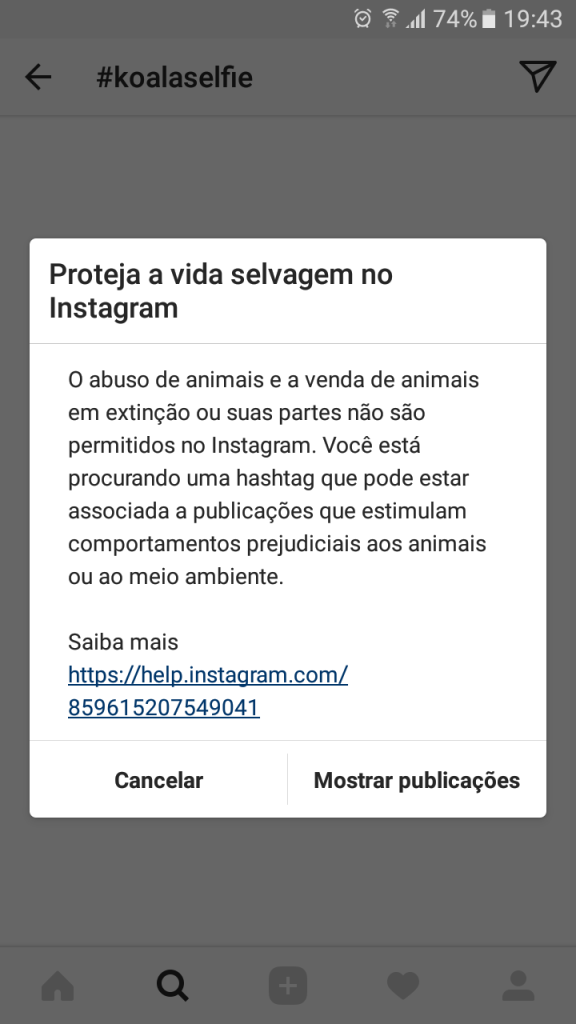 Alerta Instagram contra abuso de animais