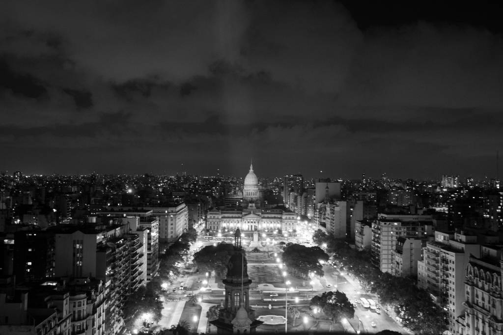 O congresso visto do alto do Edifício Barolo, Montserrat, Buenos Aires, Argentina O congresso visto do alto do Edifício Barolo, Montserrat, Buenos Aires, Argentina
