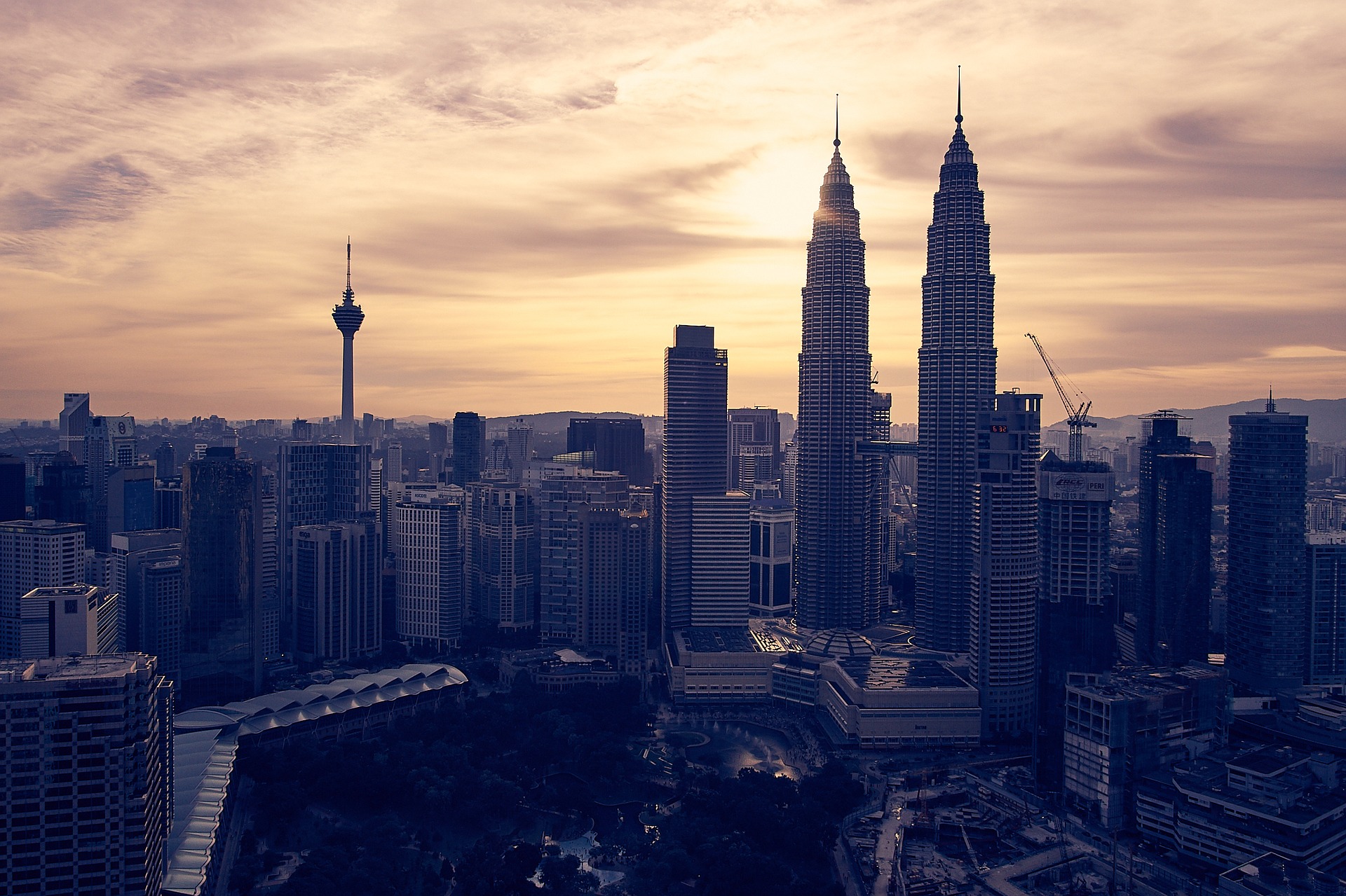 Vista dos arranha-céus de Kuala Lumpur, Malásia