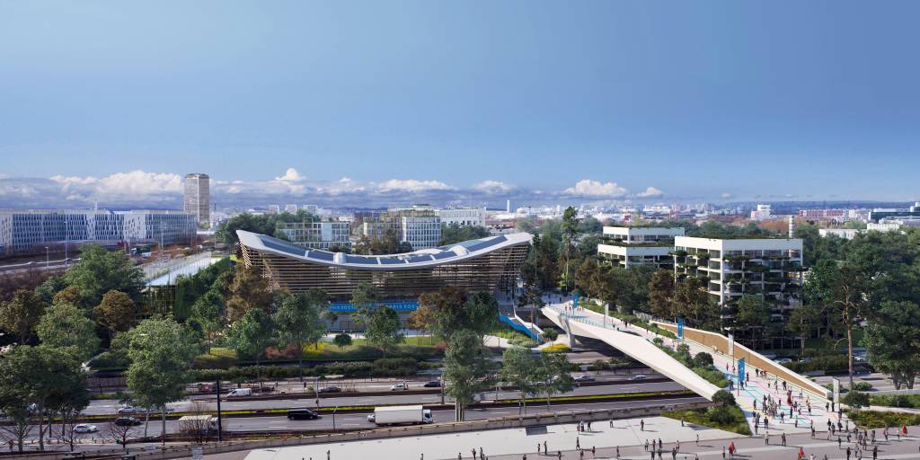 Centro Aquático que está sendo construído para os Jogos Olímpicos de Paris em 2024