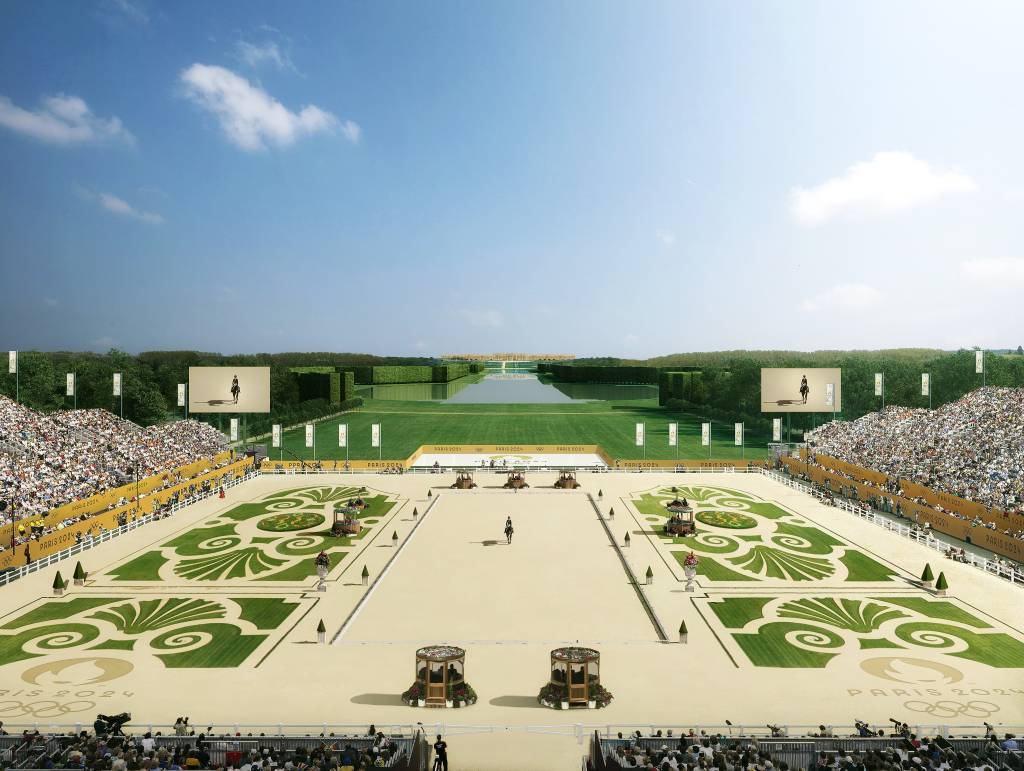 Provas de hipismo no Palácio de Versalhes durante os Jogos Olímpicos de Paris em 2024