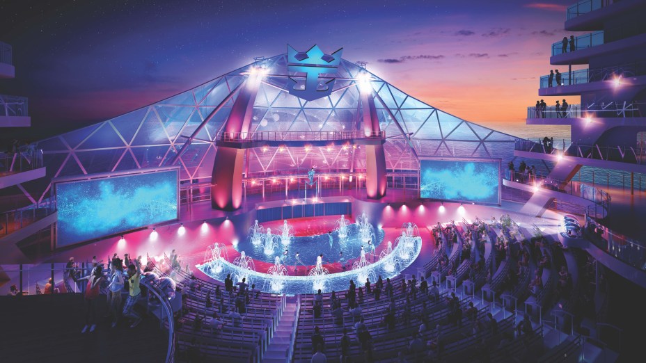 O Aquatheater é um teatro a céu aberto onde acontecerão os shows acrobáticos