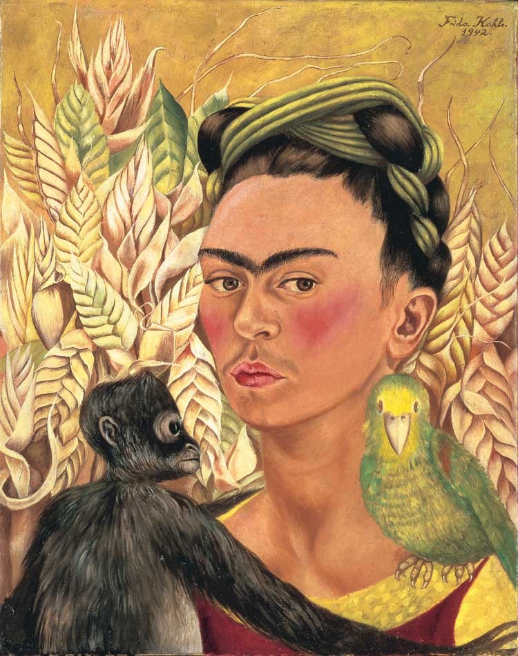 autorretrato-com-macaco-e-papagaio-frida-kahlo autorretrato-com-macaco-e-papagaio-frida-kahlo